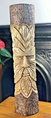 £27.99 • Buy Green Man Wood Carving 50cm Garden Hanging 