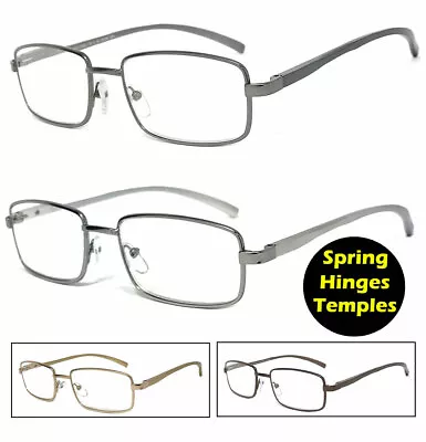 Mens Womens Reader Aluminum Frame Spring Temples Reading Glasses 9 Strength RE97 • $10.99