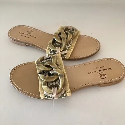 $150 • Buy NWOT Free People Karma Of Charme Jasmine Slip On Gold Chain Sandals Sz 40
