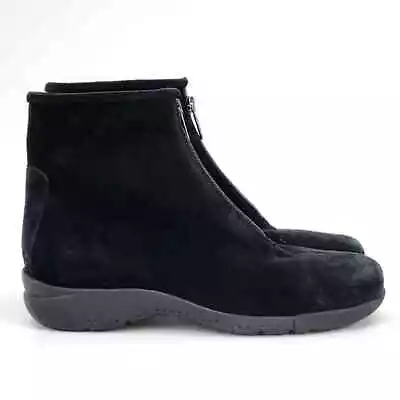 La Canadienne Lavender Zip Waterproof Leather Boots Booties Womens 8.5 Black • $48