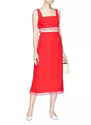 $300 • Buy Staud Red And Pink Set With Tassels (Moz Top And Johnny Skirt) XS/S, New