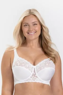 Miss Mary Of Sweden White  Underwired Full Cover Rose Bra 2777. 34c • £30