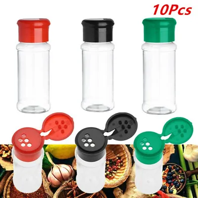 10Pcs 100ml Plastic Salt Pepper Seasoning Jars Condiment Bottle Cruet Containers • £10.89