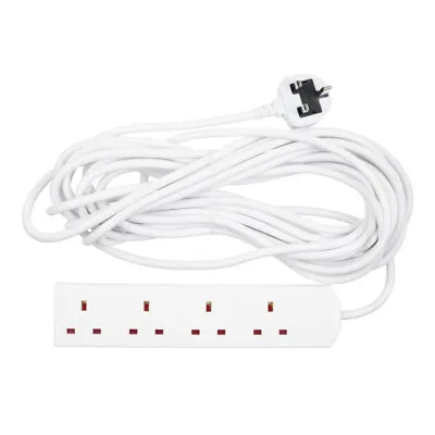 EXTRA LONG White 4 Way 10M Mains Extension Lead Christmas Tree Lights House DIY • £12.99