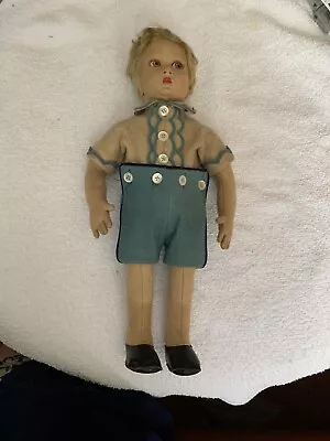 Antique Felt Lenci Boy Doll Lucia Face Original Clothes 13 Inches  • $225