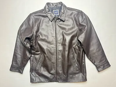 Gap Brown Leather Jacket Womens XXL Moto Vintage Flaws • $55