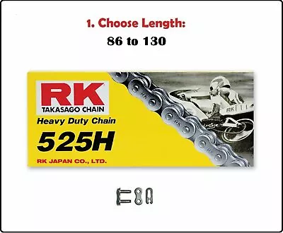 RK 525 HD Standard Non-sealed Motorcycle Drive Chain Natural W/ Clip Master Link • $41.30