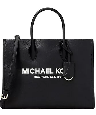 Michael Kors Mirella Medium EW Black Pebbled Leather Satchel Shoulder Tote Bag • $146.98