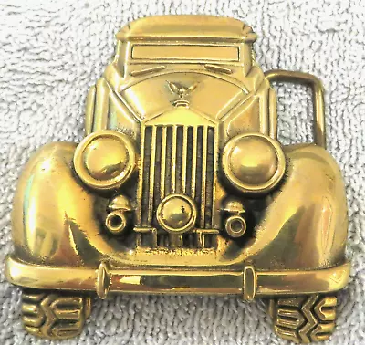 NOS Vintage ANTIQUE CAR Solid Brass Belt Buckle 1970'S MERCEDES BENZ ROLLS ROYCE • $30