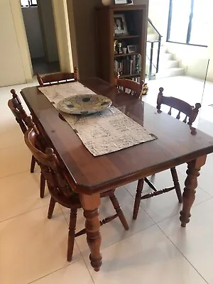 $135 • Buy Dining Table And 5 Chairs - Solid Pine, Stained In Warm Oak - Used