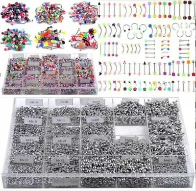 105Pack Wholesale Bulk Mixed Eyebrow Jewelry Belly Body Piercing Tongue Bar Ring • £7.99