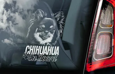 £3.99 • Buy Chihuahua Car Sticker - Dog On Board Long Haired Window Bumper Decal Gift V6