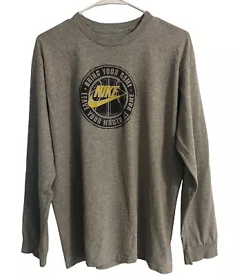 NIKE 2-sided Mens L/S T-Shirt Sz Large BRING YOUR GAME LEAVE YOUR MOUTH AT HOME • $35.20