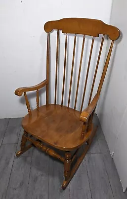 Vintage 60s L & Z Kamman Maple Wood Windsor Captain Spindle Back Rocking Chair • $360
