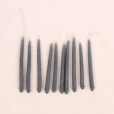 10 Vintage Designs Tiny Narrow Taper Candles Wax Skinny Pencil-Slim Slate Blue • $12