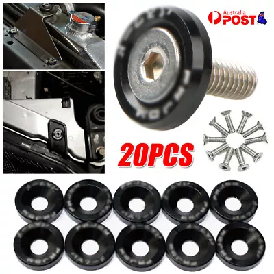 20pcs Billet Aluminum Black Bolt Engine Bay Washer Dress Up Kit Fender Bumper • $10.21