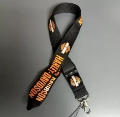 Harley Davidson Keychain Key Fob Lanyard Black And Orange Motorcycle Gift • $9.88