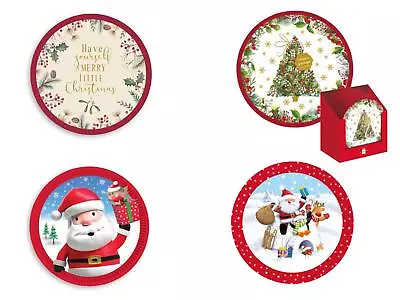 £3.27 • Buy Christmas Paper Plates Childrens Party Disposable Festive Santa Tree Design