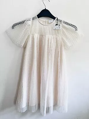 NEW With Tags - Zara Children’s Cream Party Dress With Lace Overlay Age 6 Yrs • £10