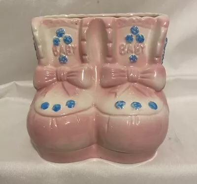 Vtg. Baby Shoe Planter By My-Neil Handcrafted Made In Haiti Pink Nursery Decor • $12
