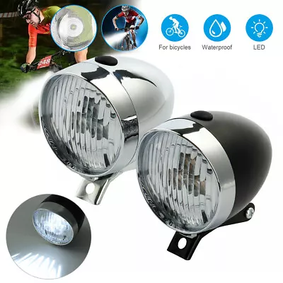 Classical Chrome Vintage Bicycle Bike LED Light Headlight Front Retro Head Lamp • $9.98