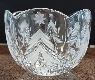 Vintage Mikasa Crystal 7.5  Serving Bowl SN 106 Christmas Trees Beautiful • $20