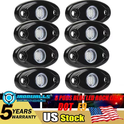 Blue 8Pods Motorcycle LED Rock Light Glow Neon Light Kit For Harley Honda Yamaha • $39.99