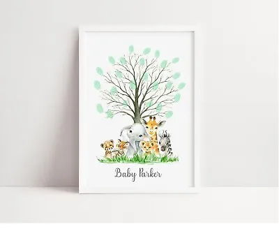 Baby Shower Guest Book Print Fingerprint Guest Book Safari Baby Shower • £5.40