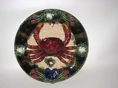 Majolica Palissy Style Crab Shellfish Wall Plate Ocean Sea Décor 9  Diameter A23 • £144.63