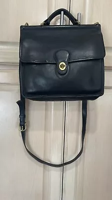 Coach Willis 9927 Vintage 1998 Black Leather CrossBody Flap Handbag Satchel • $85