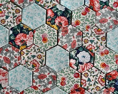 40 X Liberty Cotton Fabric Hexagons Sewn To Paper  Template EPP Patchwork Set G • £10.99