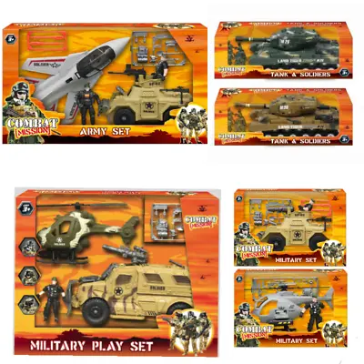 Army Base Combat Squad Soldier Attack Helicopter Military Base For Childrens Toy • £20