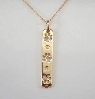 $66.85 • Buy 0.1Ct Round Moissanit PAW Print Charm Dog Tag 18 Necklace 14k Yellow Gold Plated