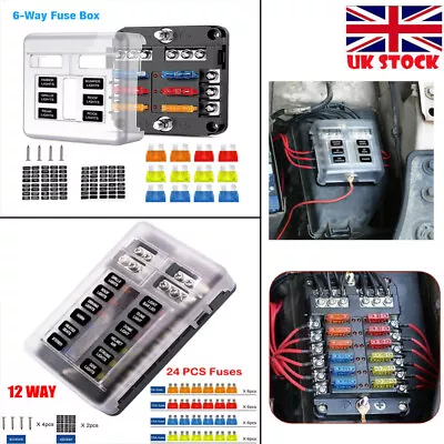 £10.89 • Buy UK 6/12Way Blade Fuse Box Holder & 12/24 Standard Blade Fuses Fit Car Camper Van