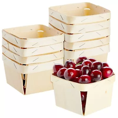 10 Pack 1-Pint Wooden Berry Baskets For Picking Fruit Or Arts And Crafts 4 In • $14.99