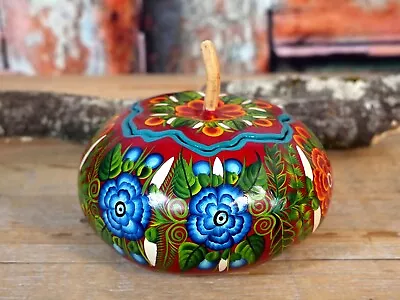 #6 Box Lacquer Gourd Hand Painted Multi-Color Flowers Handmade Olinalá Mexican • $28