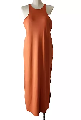 Old Navy Women Size 3X Maxi Knit Side Slit Dress Upper Lined Halter Orange NEW • $23