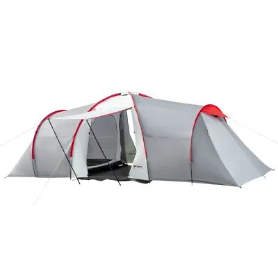 4-6 Man Tunnel Tent With 2 Bedroom Living Area And Vestibule Porch Camping • £183.48
