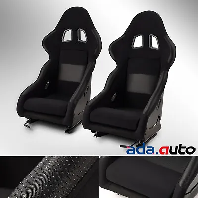 Car Racing Seats Black Velvet Black/Plastic Drop Cloth W/1 Slider 1 Pair • $304.38