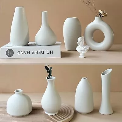 Modern White Ceramic Vase Set Of 8 For Living Room Bedroom Minimalist Small F... • $49.60