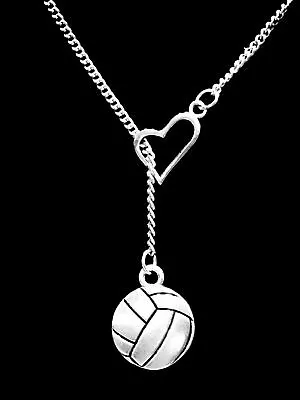 Volleyball Necklace Heart Sports Gift Mom Mother Daughter Lariat Jewelry • $19.99