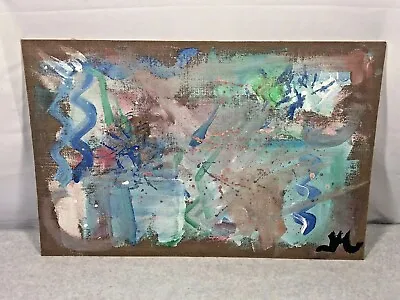 Vintage Abstract Original Oil On Cloth Signed 19.5  X 13  Signed • $40