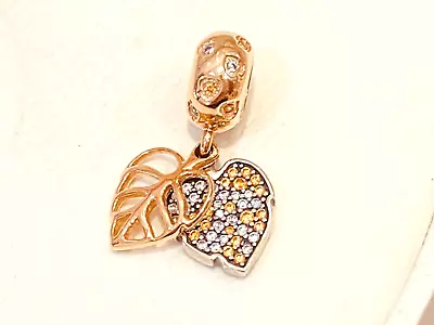 Authentic Pandora ROSE Gold MET CZ Sparkling Leaves Dangle Charm 788247 Retired • $65