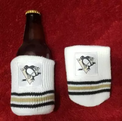 PITTSBURGH PENGUINS NHL HOCKEY LABATT BLUE Can Bottle Coozie Koozie Knit Set (2) • $7.99