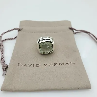 David Yurman Sterling Silver 17mm Albion Ring Prasiolite Size 7 • $264.95