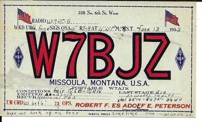 QSL  1933 Missoula  Montana  Radio Card • $6.02