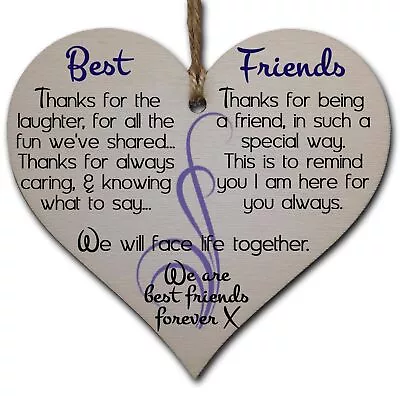 Handmade Wooden Hanging Heart Plaque Gift Perfect Best Friend Friendship • £3.49