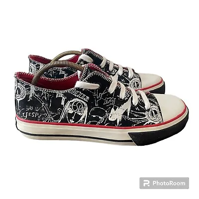 Emily The Strange Canvas Lace Up Black White Pattern Sneakers Size US 9 • $69.95