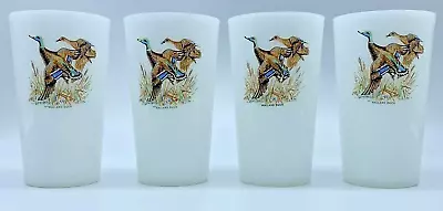 Lot Of 4 Vintage Game Bird 5  Mallard Duck Tumbler Cups 11 Oz Milk Glass • $24