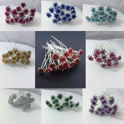 £1.99 • Buy 20 X Stunning Diamante Floral Hair Pins Bridal Wedding Available In Many Colours
